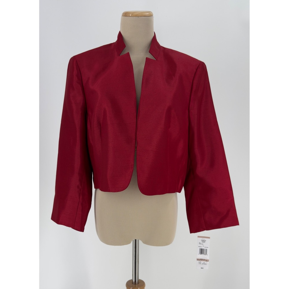 Evan-Picone Black Label Womens Crimson Red Cropped‎ Bolero Blazer Jacket 12 NEW
